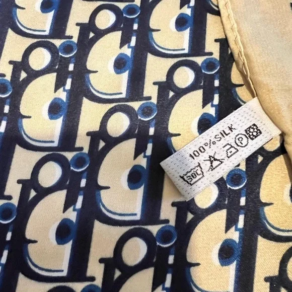 Dior Oblique Vintage Navy Blue Silk Square Scarf - Picture 5 of 6